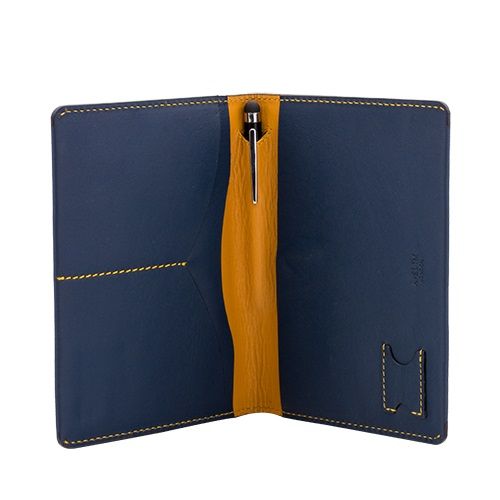 A-SLIM Leather Passport Holder Hoshi - Blue/Yellow